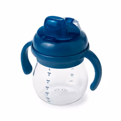 OXO Tot Transitions Soft Spout Sippy Cup with Removable Handles  Navy  6 Ounce (2 Pack)