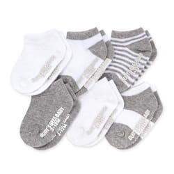 Burt's Bees Baby Baby Socks Ankle or Crew Height Made with Soft Organic Cotton - 6 Packs With Non-Slip Grips for Babies and Newborn Babies Heather Gre