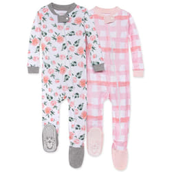 Burt's Bees Baby baby girls Pajamas  Zip Front Non-slip Footed Pjs  100% Organic Cotton and Toddler Sleepers  Autumn Blooms 2-pk  18 Months US
