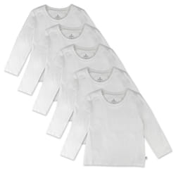 HonestBaby Multipack Long Sleeve T-Shirts Tee 100% Organic Cotton Infant Baby  Toddler  Little Kids Boys  Girls  Unisex  Bright White  4T
