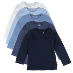 HonestBaby Multipack Long Sleeve T-Shirts Tee 100% Organic Cotton Infant Baby  Toddler  Little Kids Boys  Girls  Unisex  Ombre Blues  0-3 Months