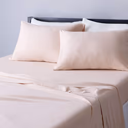 Amazon Basics 4 Piece Bed Sheet Set  100% Cotton Jersey  Includes Super Soft  Flat and Fitted Sheets  Pillowcase  Full  Blush ...
