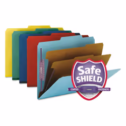 Smead Pressboard Classification File Folder with SafeSHIELD Fasteners 2 Dividers 2"""" Expansion Letter Size Assorted Col ...
