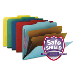 Smead Pressboard Classification File Folder with SafeSHIELD Fasteners  2 Dividers  2"""" Expansion  Letter Size  Assorted Colors  10 per Box (14025)