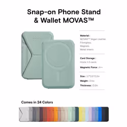 MOFT Magnetic Wallet Stand Compatible with iPhone 16/15/14/13/12 Series  Angle Adjustment & Magsafe Compatible MOVAS Phone Stand Seafoam