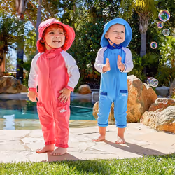 UV SKINZ UPF50+ Baby Boy Reversible Sun Hat-Ocean Blue/Navy-12/18m