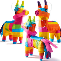 3 pcs Mini Donkey Pinatas 19cmx14cm Cinco De Mayo Rainbow Color for Fun Fiesta Taco Party Supplies, Luau Event Photo Props, Mexican Theme Decoration,