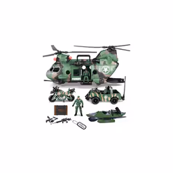 JOYIN 10-in-1 Jumbo Military Transport Helicopter Toy Set Including Helicopter with Realistic Light & Sound, Military Truck, ...