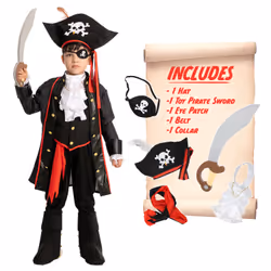 Spooktacular Creations G0-72TV-5BK6, Fancy costume, Child, Male, Pirate, M, Polyester