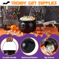 JOYIN Halloween Large Black Cauldron 75  Halloween Candy Cauldron  Candy Kettle  Pot and Bucket  Black Witch Cauldron Candy H