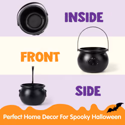 JOYIN Halloween Large Black Cauldron 75  Halloween Candy Cauldron  Candy Kettle  Pot and Bucket  Black Witch Cauldron Candy H