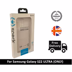 Speck Presidio Perfect Clear Case [ For Samsung Galaxy S22 ULTRA ] Slim Shockproof Microban Protection Cover - Clear