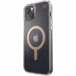 Speck Presidio Perfect Clear Glitter + MS Apple iPhone 14 Plus/15 Plus Clear / Gold Glitter - with Microban