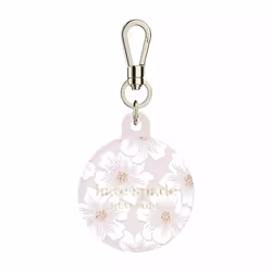 Kate Spade New York AirTag Holder with Gold Ring Clip - Protective Case for Apple AirTag - Hollyhock Cream