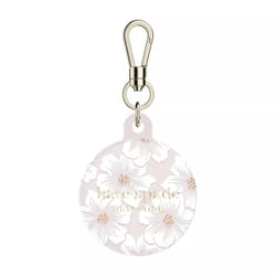 Kate Spade New York AirTag Holder with Gold Ring Clip - Protective Case for Apple AirTag - Hollyhock Cream