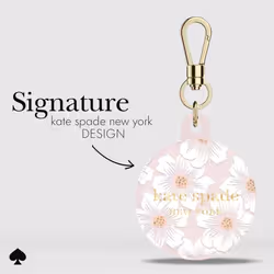 Kate Spade New York AirTag Holder with Gold Ring Clip - Protective Case for Apple AirTag - Hollyhock Cream