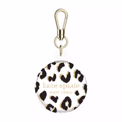 Kate Spade New York AirTag Holder with Gold Ring Clip - Protective Case for Apple AirTag - City Leopard