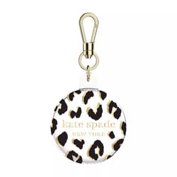 Kate Spade New York AirTag Holder with Gold Ring Clip - Protective Case for Apple AirTag - City Leopard