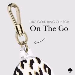 Kate Spade New York AirTag Holder with Gold Ring Clip - Protective Case for Apple AirTag - City Leopard