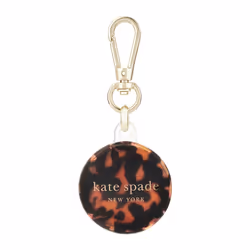 Kate Spade New York AirTag Holder with Gold Ring Clip - Protective Case for Apple AirTag - Tortoiseshell