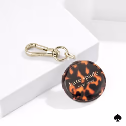 Kate Spade New York AirTag Holder with Gold Ring Clip - Protective Case for Apple AirTag - Tortoiseshell