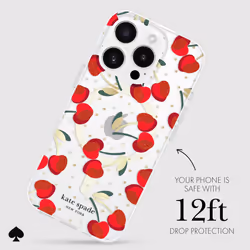 kate spade new york iPhone 16 Pro Case - Compatible with MagSafe - Designer Phone Case - Cherry Dot Gems