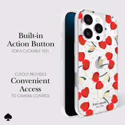 kate spade new york iPhone 16 Pro Case - Compatible with MagSafe - Designer Phone Case - Cherry Dot Gems
