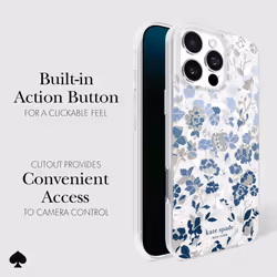 kate spade new york iPhone 16 Pro Max Case - Compatible with MagSafe - Designer Phone Case - Flowerbed Blue Gems