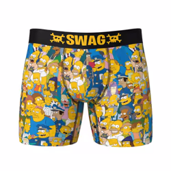, Multicoloured) The Simpsons All Springfield Characters Swag Boxer Briefs - Large (36-38