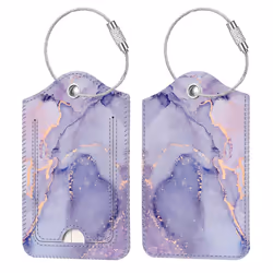 2 Pcs Luggage Tags Fintie Privacy cover ID Label with Stainless Steel Loop and Address card for Travel Bag Suitcase (Lilac M ...