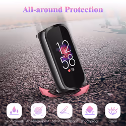 Fintie 4-Pack Screen Protector Case Compatible with Fitbit Luxe  Soft TPU Full Protective Screen Cover Saver Bumper  Black  Silver  2*Clear
