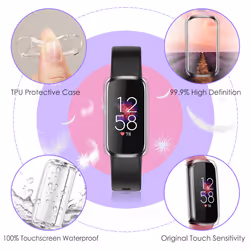 Fintie 4-Pack Screen Protector Case Compatible with Fitbit Luxe  Soft TPU Full Protective Screen Cover Saver Bumper  Black  Silver  2*Clear