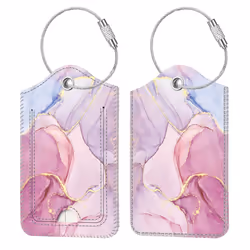 2 Pcs Luggage Tags Fintie Privacy cover ID Label with Stainless Steel Loop and Address card for Travel Bag Suitcase glitteri ...