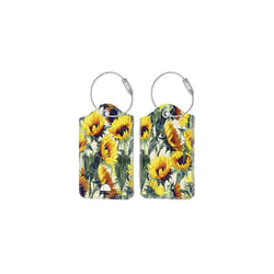 2 Pcs Luggage Tags  Fintie Privacy cover ID Label with Stainless Steel Loop and Address card for Travel Bag Suitcase (Sunflower)