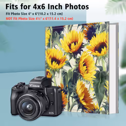 Fintie Photo Album 4x6 Photos - 600 Pockets Large Capacity Photo Book Cover for Family Wedding Anniversary Baby Vacation Pictures  Sunflowers
