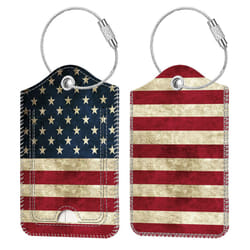 2 Pcs Luggage Tags  Fintie Privacy cover ID Label with Stainless Steel Loop and Address card for Travel Bag Suitcase (US Flag)