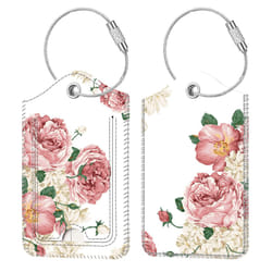 2 Pcs Luggage Tags  Fintie Privacy cover ID Label with Stainless Steel Loop and Address card for Travel Bag Suitcase (Flower Festival)