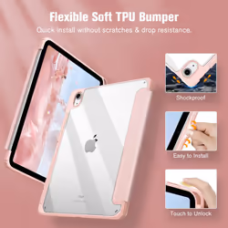 Hybrid Case Compatible with iPad 10th Generation 2022 (10.9 Inch) - [Ultra Slim] Shockproof Clear Cover with Built-in Pencil Holder, Auto Wake/Sleep,