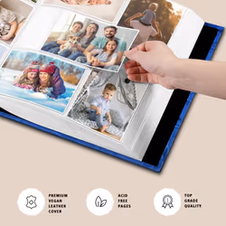 Fintie Photo Album 4x6 Photos - 600 Pockets Large Capacity Photo Book Cover for Family Wedding Anniversary Baby Vacation Pictures  Blue