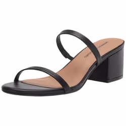 Amazon Essentials Women's Thin Two Strap Heeled Slide Black 6.5