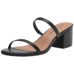 Amazon Essentials Women's Thin Two Strap Heeled Slide  Black  11
