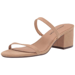 Amazon Essentials Women's Thin Two Strap Heeled Slide  Tan  6