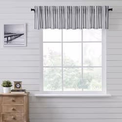 VHC Brands Sawyer Mill Ticking Stripe Valance Black 16x90