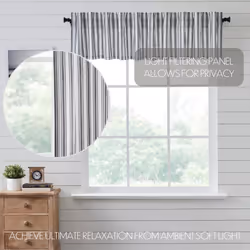 VHC Brands  Sawyer Mill Ticking Stripe Valance  Black  16x90