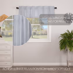 VHC Brands  Sawyer Mill Ticking Stripe Valance  Black  16x60