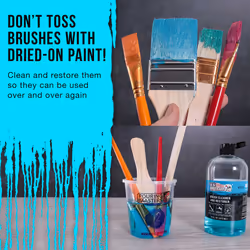 U.S. Art Supply Brush Cleaner and Restorer, 16 Ounce Bottle - Quickly Cleans Paint Brushes, Airbrushes, Art Tools - Cleaning Solution to Remove Dried