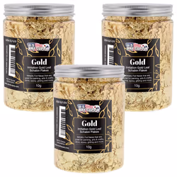 U.S. Art Supply Metallic Foil Schabin Gilding Gold Leaf Flakes - Imitation Gold in 10 Gram Bottle (Pack of 3) - Gild Picture  ...