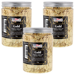 U.S. Art Supply Metallic Foil Schabin Gilding Gold Leaf Flakes - Imitation Gold in 10 Gram Bottle (Pack of 3) - Gild Picture Frames  Paintings  Furnit