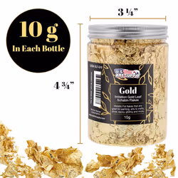 U.S. Art Supply Metallic Foil Schabin Gilding Gold Leaf Flakes - Imitation Gold in 10 Gram Bottle (Pack of 3) - Gild Picture Frames  Paintings  Furnit