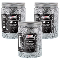 U.S. Art Supply Metallic Foil Schabin Gilding Silver Leaf Flakes - Imitation Silver 10 Gram Bottle (Pack of 3) - Gild Picture Frames  Paintings  Furni